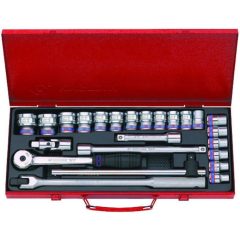   King Tony 24 részes 1/2˝-os kézi dugókulcs készlet 12* 4026MR04