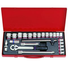   King Tony 24 részes 1/2˝-os kézi dugókulcs készlet coll 12* 4028SR