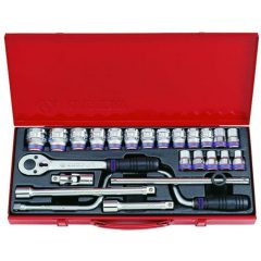   King Tony 24 részes 1/2˝-os kézi dugókulcs készlet 6* 4325MR