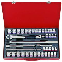   King Tony 42 részes1/2˝-os kézi dugókulcs készlet, mm&coll 4542CR02