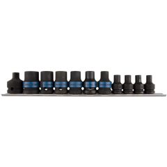   King Tony 11 részes 3/8˝& 1/2"-os gépi torx dugókulcs készlet sínen 7411PP