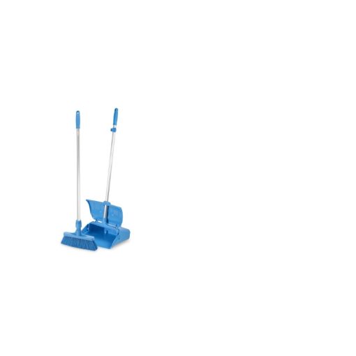 Igeax higiéniai műanyag billenős szemetes lapát és seprű 28cm széles, 80cm nyéllel kék 0,5 mm,