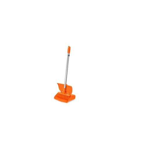 Igeax higiéniai műanyag billenős szemetes lapát és seprű 28cm széles, 80cm nyéllel narancssárga 0,5 mm,