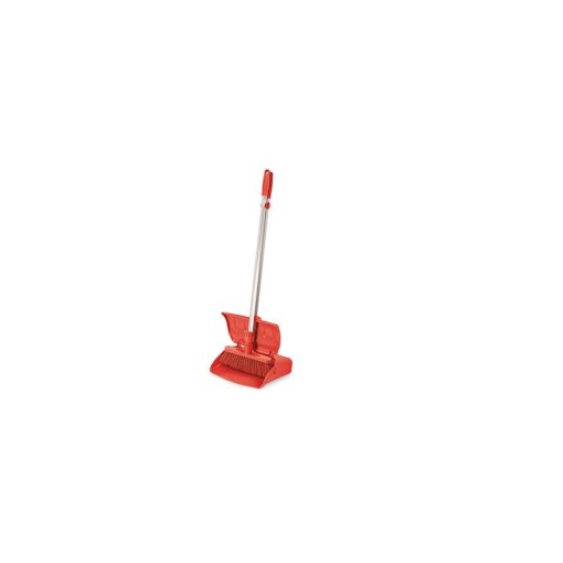 Igeax higiéniai műanyag billenős szemetes lapát és seprű 28cm széles, 80cm nyéllel piros 0,5 mm,