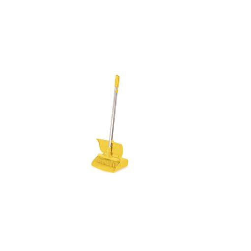 Igeax higiéniai műanyag billenős szemetes lapát és seprű 28cm széles, 80cm nyéllel sárga 0,5 mm,