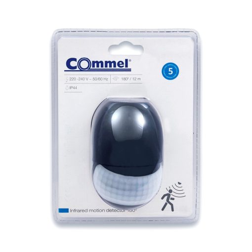 Commel mozgásérzékelő, oldalfali fekete IP44  12m 