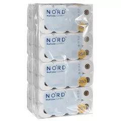   NORD Profi Line Comfort kistekercses toalettpapír 3 rétegű fehér 250 lapos 8x 8 tekercs (1 zsák)