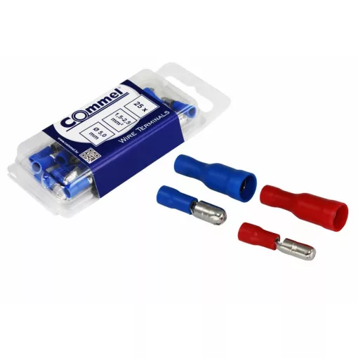 Commel szigetelt hengeres csatlakozó aljzat 1.5-2.5 mm2, Ø 5 mm, 25 db