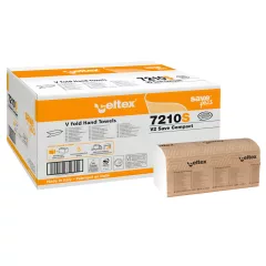   Celtex Save Plus Compact V hajtogatott kéztörlő recy, 2 réteg, 21,5x21cm, 12x250 lap (3000 lap)