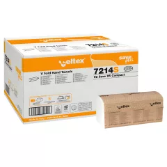   Celtex Save Plus Compact V hajtogatott kéztörlő recy, 2 réteg, 25x21cm, 12x250 lap (3000 lap)