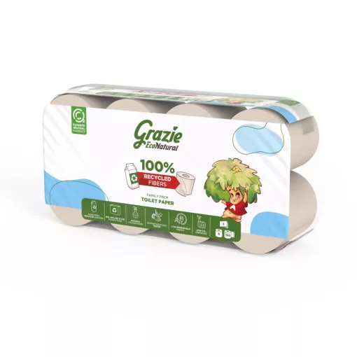 Lucart GRAZIE NATURAL háztartási toalettpapír 3 rétegű, 8 tekercses