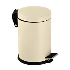   Galvanizált acél pedálos szemetes, kivehető műanyag vödörrel, krém színű, 5L
