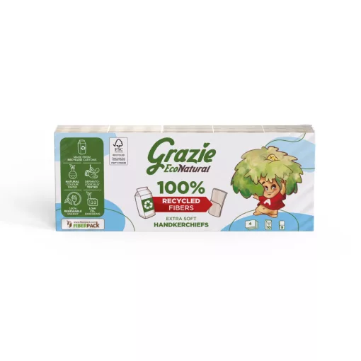 Lucart GRAZIE NATURAL Papírzsebkendő 4 rétegű 10x9 szál/csomag