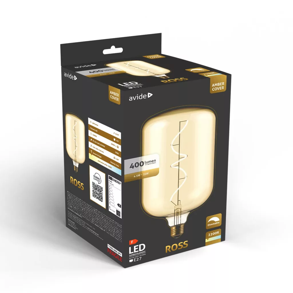 Avide LED Jumbo Filament Ross Amber 4.5W E27 2200K Fényerősz