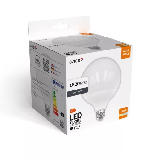 Avide Value LED G120 SMD Globe Opal E27 18W NW 4000K