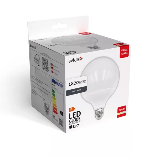 Avide Value LED G120 SMD Globe Opal E27 18W WW 3000K