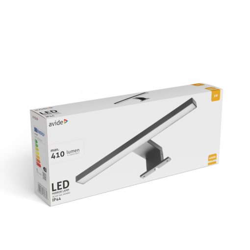 Avide LED Tükörvilágító Lámpa Szögletes Fekete Műanyag 300mm NW 4000K 5W IP44