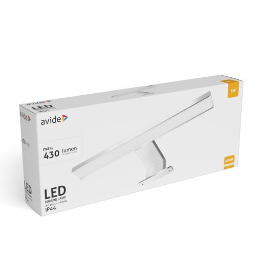 Avide LED Tükörvilágító Lámpa Szögletes Króm Műanyag 300mm NW 4000K 5W IP44
