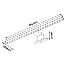 Avide LED Tükörvilágító Lámpa Szögletes Fekete Alu 400mm NW 4000K 8W IP44