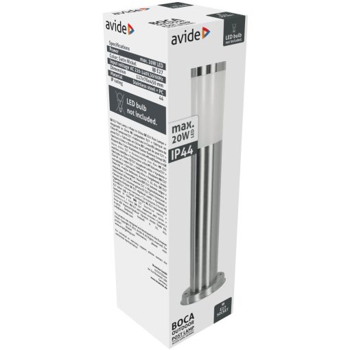 Avide kültéri álló lámpa Boca 1xE27 450mm IP44 Szatén Nikkel