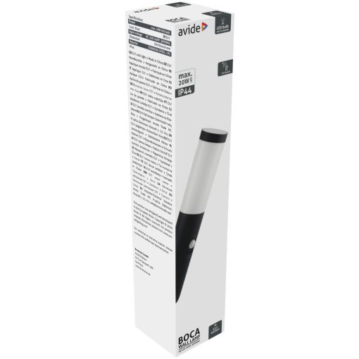 Avide kültéri fali lámpa Boca 1xE27 PIR IP44 Fekete