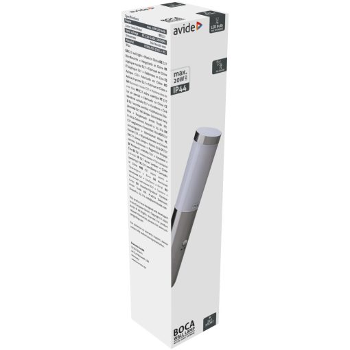 Avide kültéri fali lámpa Boca 1xE27 PIR IP44 Szatén Nikkel