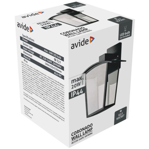 Avide kültéri fali lámpa Coronado 1xE27 IP44 fekete