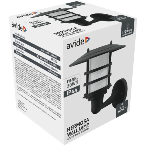 Avide kültéri fali lámpa Hermosa 1xE27 IP44 fekete