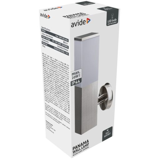 Avide kültéri fali lámpa Panama 1xE27 IP44 Szatén Nikkel