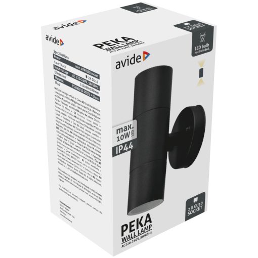 Avide kültéri fali lámpa Peka 2xGU10 IP44 Fekete