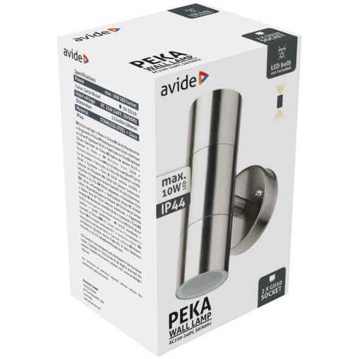 Avide kültéri fali lámpa Peka 2xGU10 IP44 Szatén Nikkel