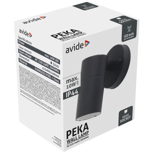 Avide kültéri fali lámpa Peka 1xGU10 IP44 Antracit