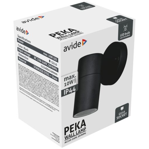 Avide kültéri fali lámpa Peka 1xGU10 IP44 Fekete