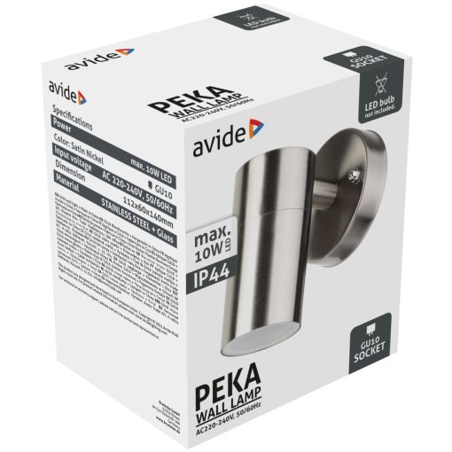 Avide kültéri fali lámpa Peka 1xGU10 IP44 Szatén Nikkel