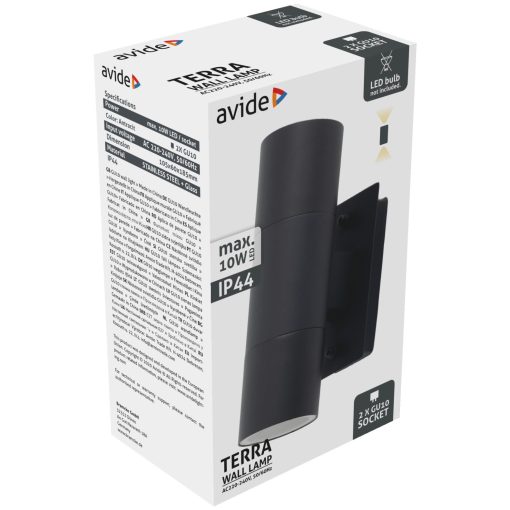 Avide kültéri fali lámpa Terra 2xGU10 IP44 Antracit