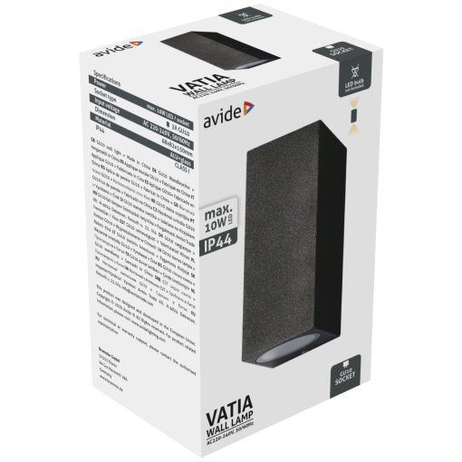 Avide kültéri fali lámpa Vatia 2xGU10 IP44 Fekete