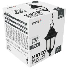 Avide Kültéri Függesztett Lámpa Mateo 1xE27 Fekete IP44