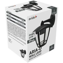 Avide Kültéri Fali Lámpa Aria-D 1xE27 Fekete IP44