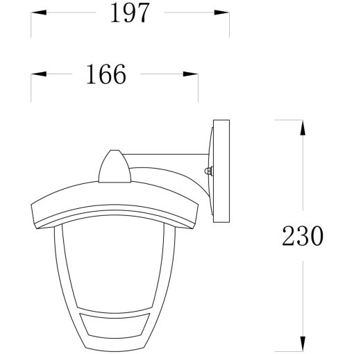 Avide Kültéri Fali Lámpa Aria-U 1xE27 Fekete IP44