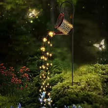 Napelemes locsolókanna LED lámpás, vízsugár-effekttel, meleg fehér IP44