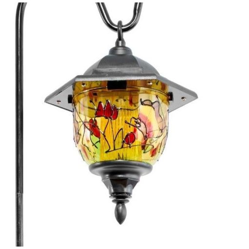 Tiffany LED szolár lámpa, napelemmel, leszúrható kerti dekorfény