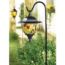 Tiffany LED szolár lámpa, napelemmel, leszúrható kerti dekorfény