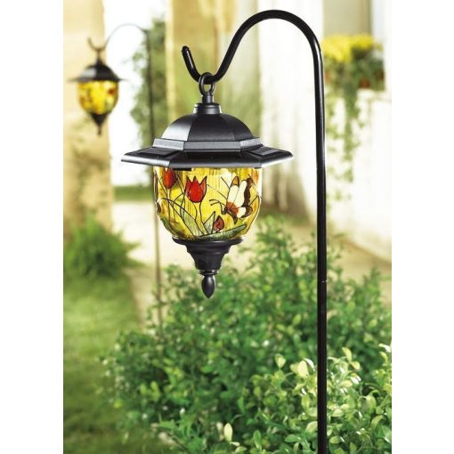 Tiffany LED szolár lámpa, napelemmel, leszúrható kerti dekorfény