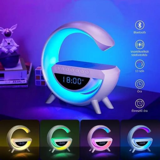 Zelux Multimédiás bluetooth hangszóró, vezeték nélküli töltőpad, RGB, LED lámpa