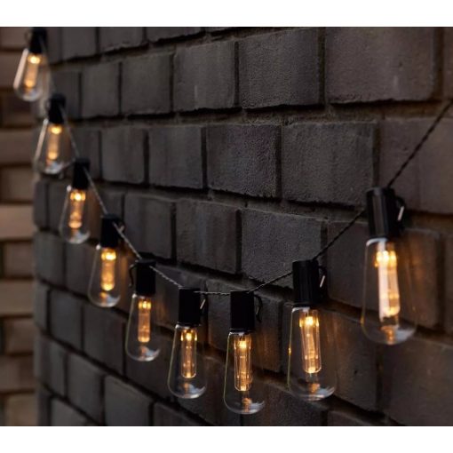 Retró Edison körte izzó forma LED Szolár Napelemes Dekor Lampion 10db 4,7m DS010