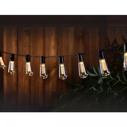 Retró Edison körte izzó forma LED Szolár Napelemes Dekor Lampion 10db 4,7m DS010