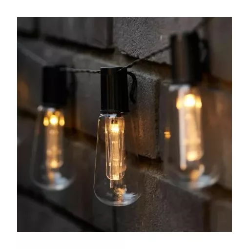 Retró Edison körte izzó forma LED Szolár Napelemes Dekor Lampion 10db 4,7m DS010