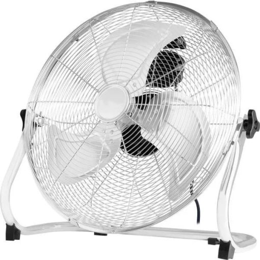 Padlóventilátor 100W nemesacél kivitelben 45 cm átmérő, 3 fokozat, csendes,