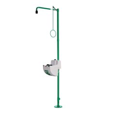   B-Safety ClassicLine biztonsági testzuhany szem- és arczuhannyal, gyűjtőtállal, padlóra szerelhető