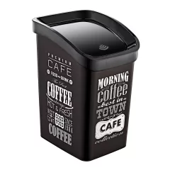   Műanyag Smart Click billenőfedeles szemetes, fekete/fekete mintás felirattal GOGO 23L